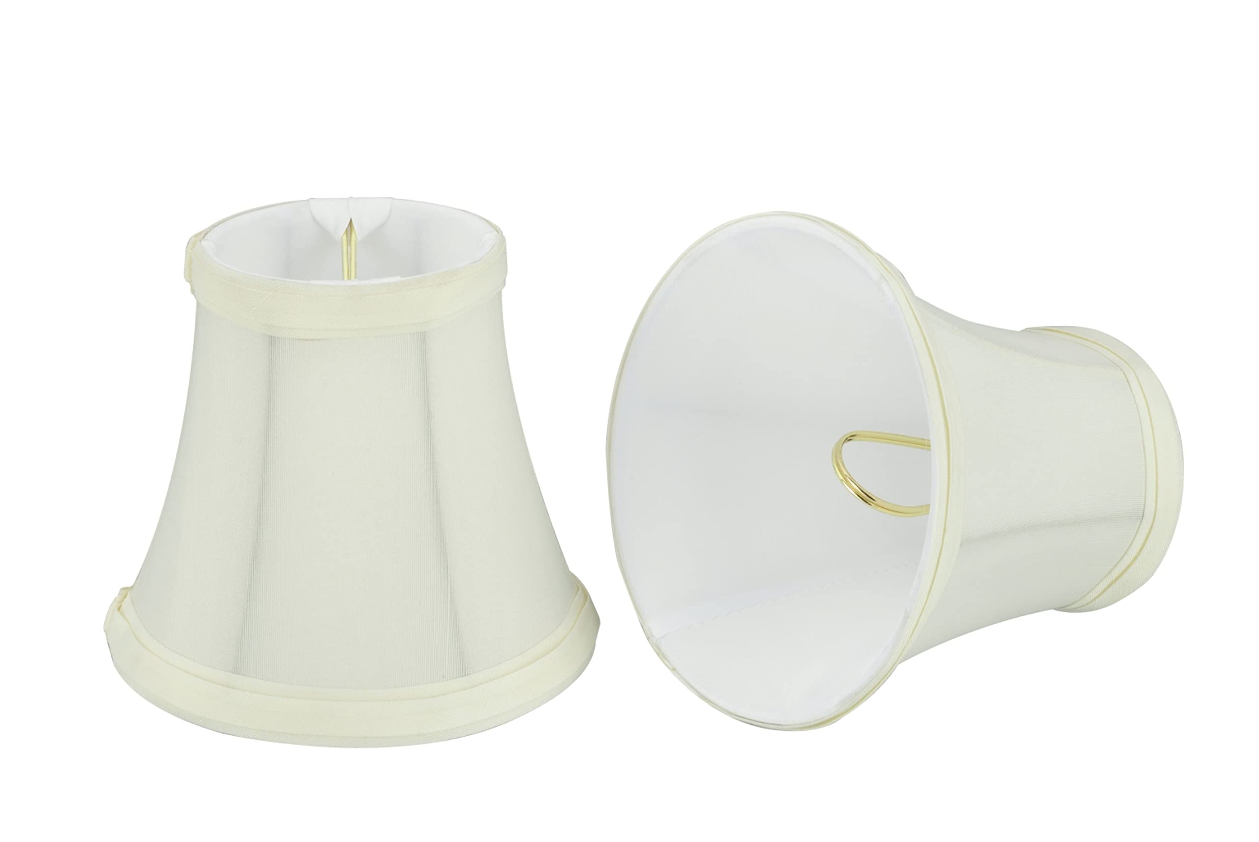 Aspen Creative 30035-2A, Bell Clip-On Chandelier Lamp Shade, Off-White, 3&quot; Top x 5&quot; Bottom x 4-1/2&quot; Slant Height, Set of 2