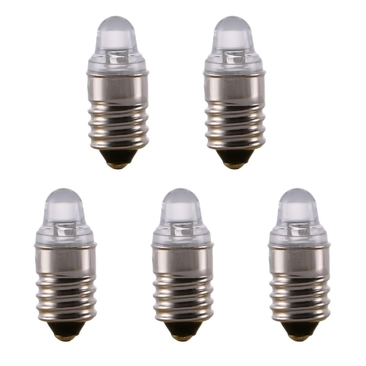 5X E10 Led Bulbs 3 Volt Miniature Flashlight Bulbs E10 Replacement Bulbs Mini Lamps Warm White 3000K 3V