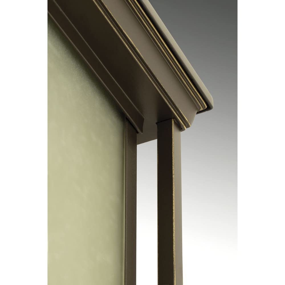 Progress Lighting 1-Light Outdoor Wall Lantern, Antique Bronze, Etched Umber Glass, Model P5605-20