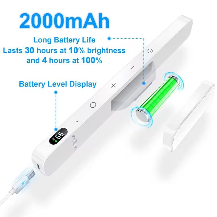 Ferswe 3W Rechargeable Light Bar With Remote Control,3 Color Adjustable Mirror Lights,2000Mah Battery Makeup Light,Touch Light W