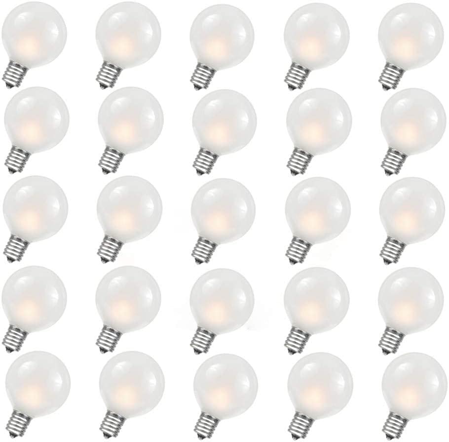 Abeja G40 Frosted Replacement Light Bulbs, 5W Clear Globe Bulb Fits E12 C7 Candelabra Screw Base Sockets, 1.5 Inch Dimmable Ligh
