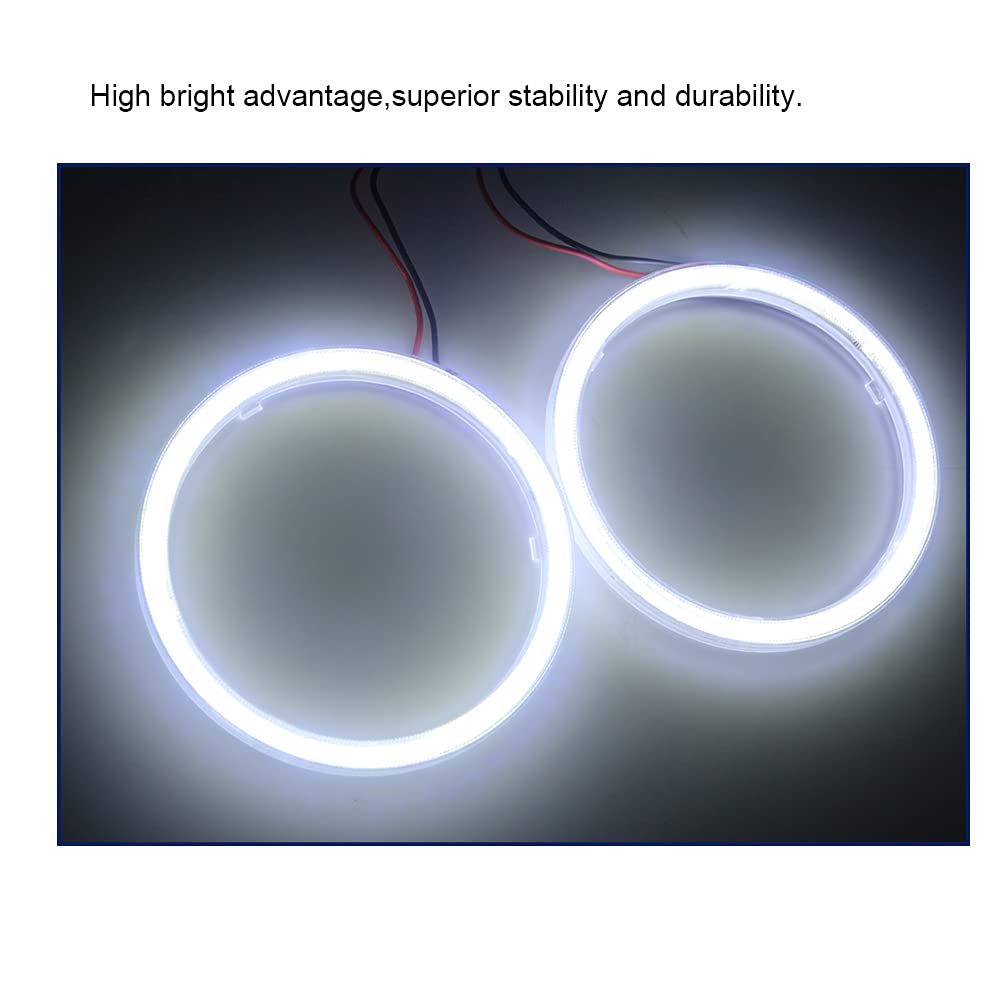 Qasim 1 Pair 90Mm 66Smd Cob Led For Angel Eyes Halo Ring Headlight Fog Housing Lamp With Cover White 12V 24V Dc