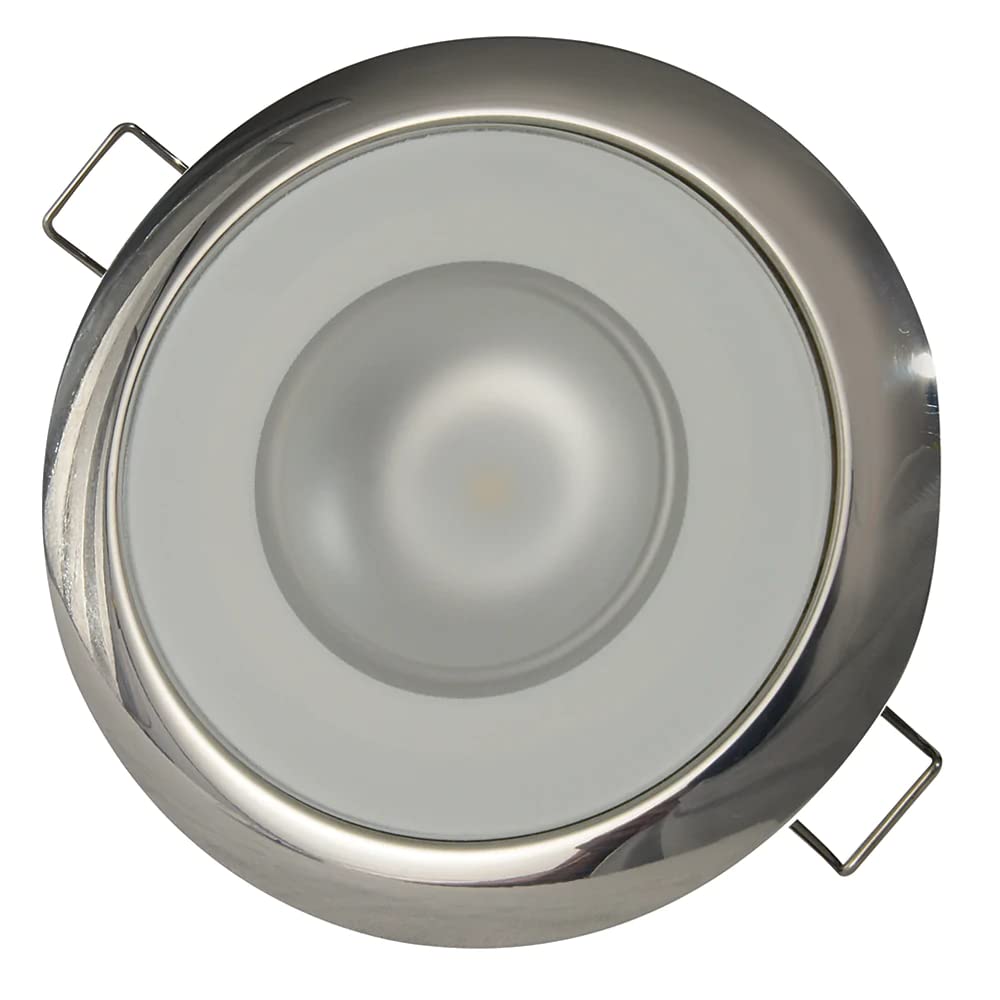 Lumitec 113119 Mirage Led Exterior Or Interior Down Light, Flush Mount, Stainless Steel Polished Bezel, Warm White Dimming 3.25-Inch Diameter