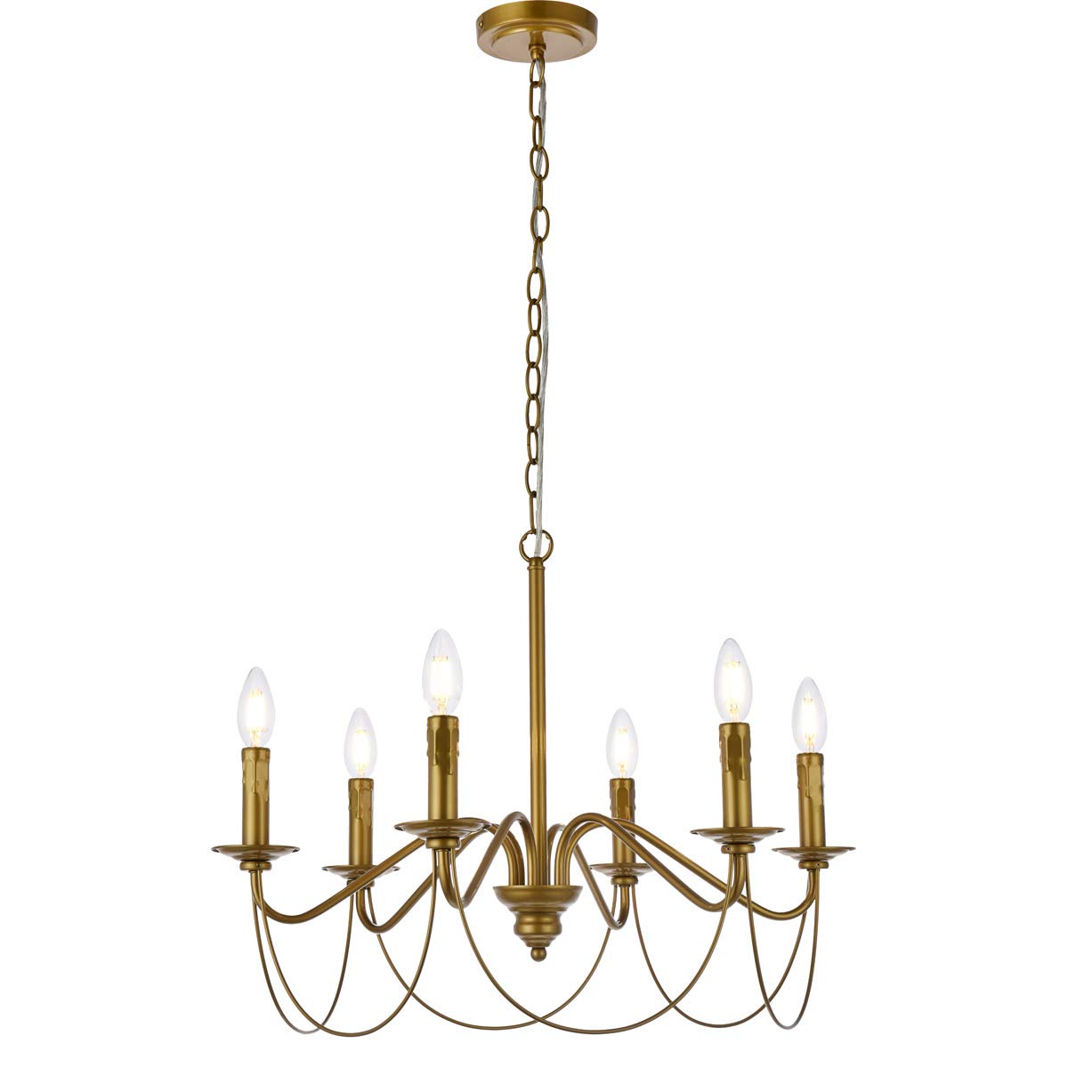 Elegant Lighting Living District Westley 6 Lights Pendant in Brass