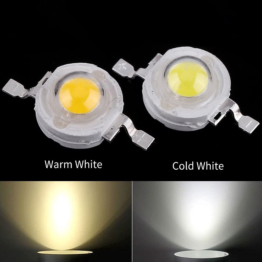 100Pcs Led Lamp Beads, 1W High Power Led Chip, Led Lamp Smd Chip Light Bulb, Smd Cob 1W Warm White Led Bead, For Home, Studio, Exhibition Foodlight/Spotlight Bulb Replacement(Warm White)