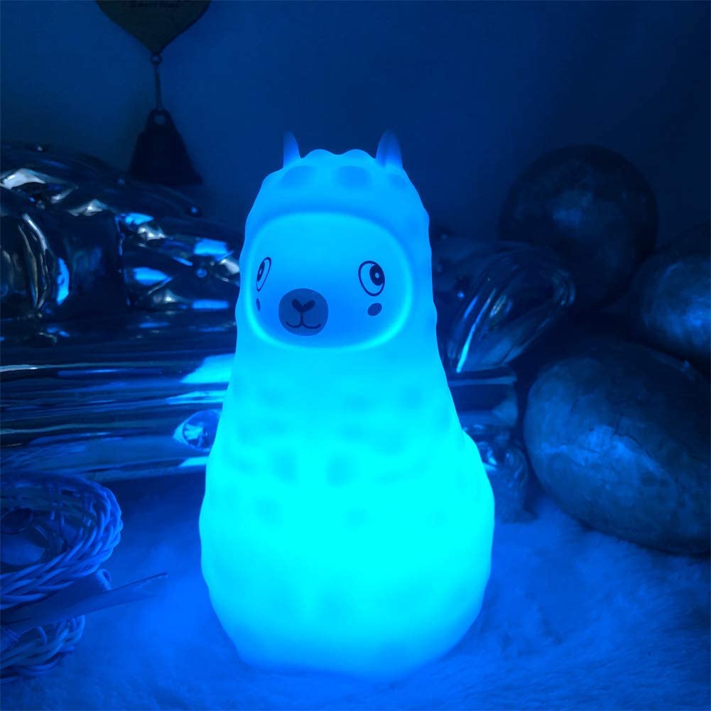 Tianhaixing Kids Night Light, Rechargeable Silicone LED Lamp, Adjustable Brightness & Colors, Model THX884, White
