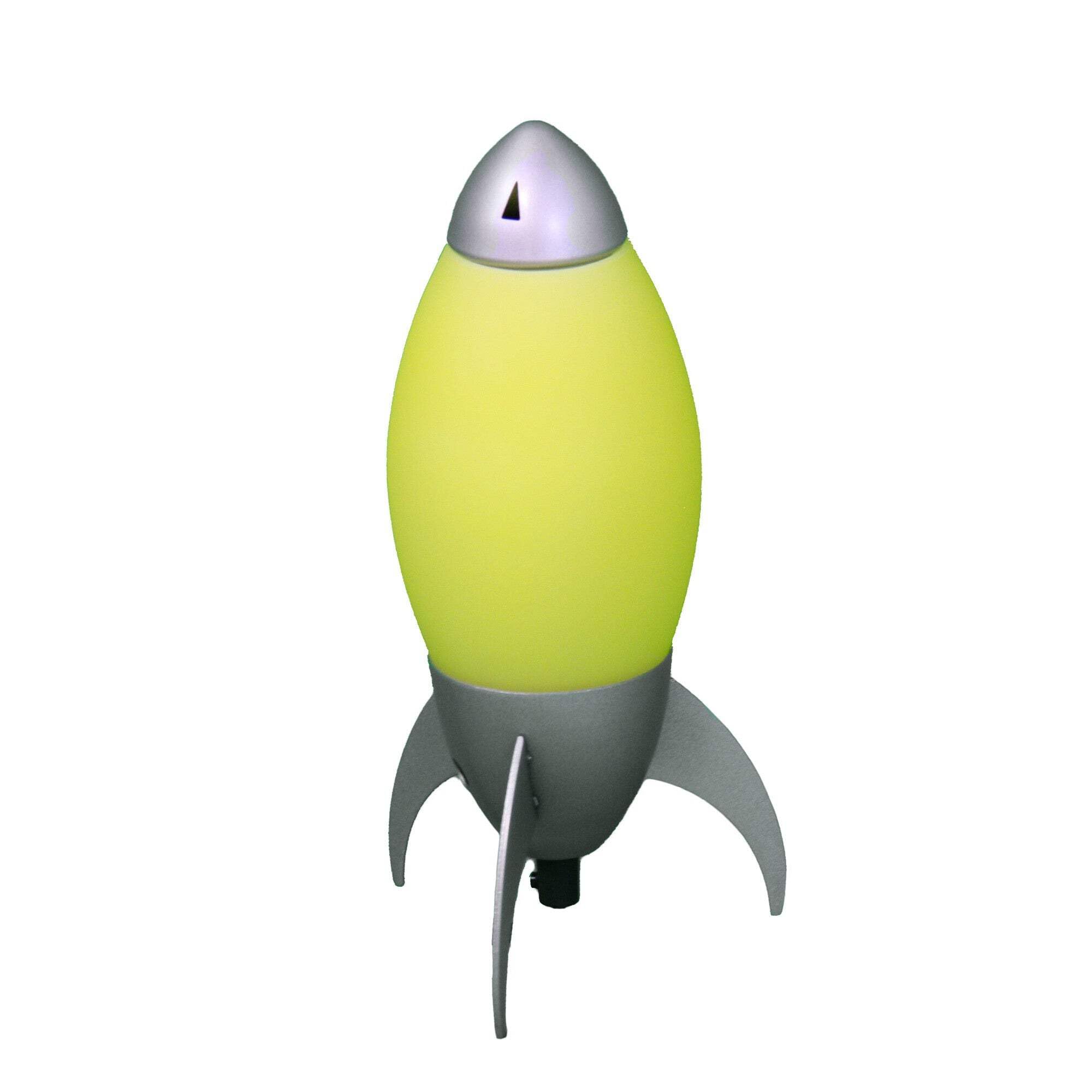 HomeRoots Rocket Shaped Table Lamp, Yellow and Silver, Modern Design