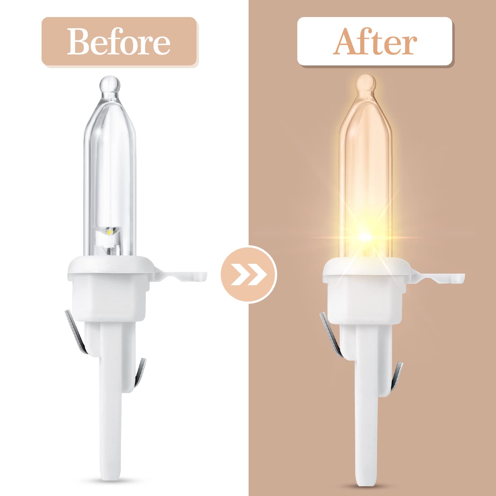 Honoson 60 LED Replacement Christmas Bulbs, Waterproof Indoor/Outdoor Lights, White Base with Warm Bulb