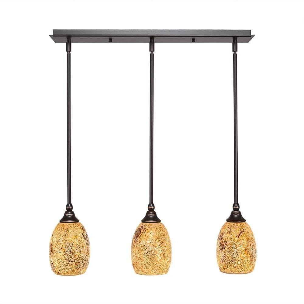 Toltec Lighting 25-Dg-4175 3 Light Multi-Light Mini Hang Straight Swivel Pendant With Gold Fusion Glass, 5&quot;, Dark Granite