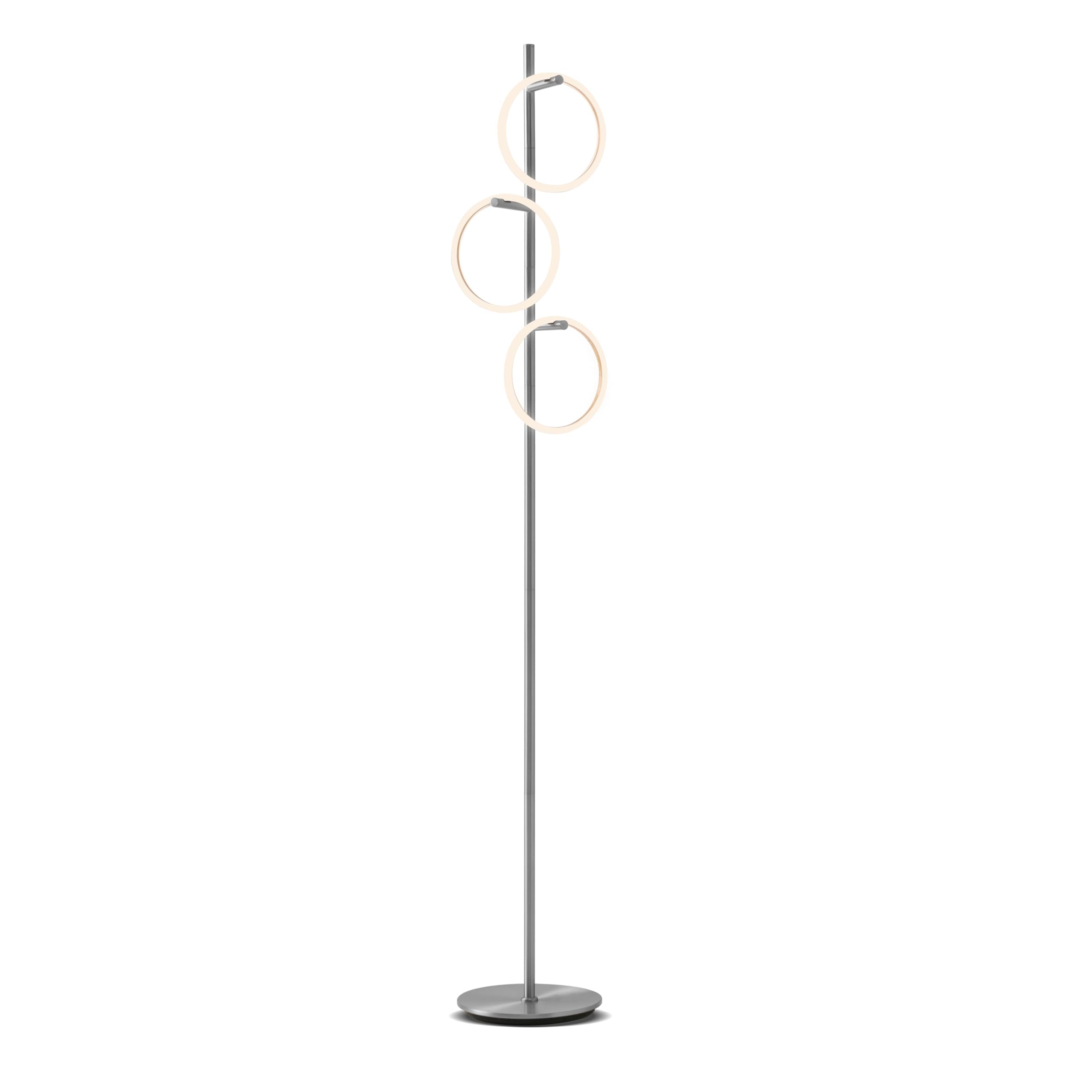 Brightech Saturn LED Tree Floor Lamp - 3 Light Metal Design - Warm White Light - Silver Finish - Tall Standing Lamp for Living Room and Office
