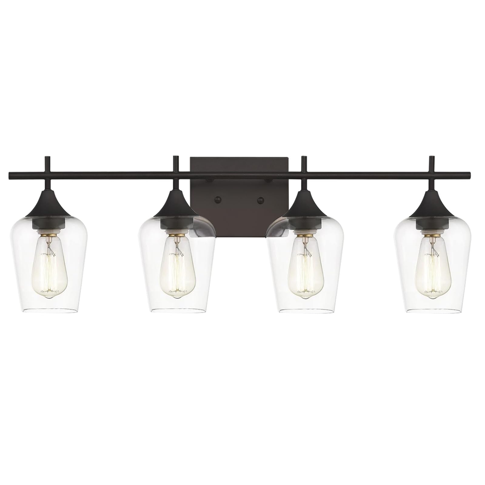 Osimir 4-Light Bathroom Vanity Lights, Oil Rubbed Bronze with Clear Glass, Model WL9167-4A, Farmhouse Rustic Style