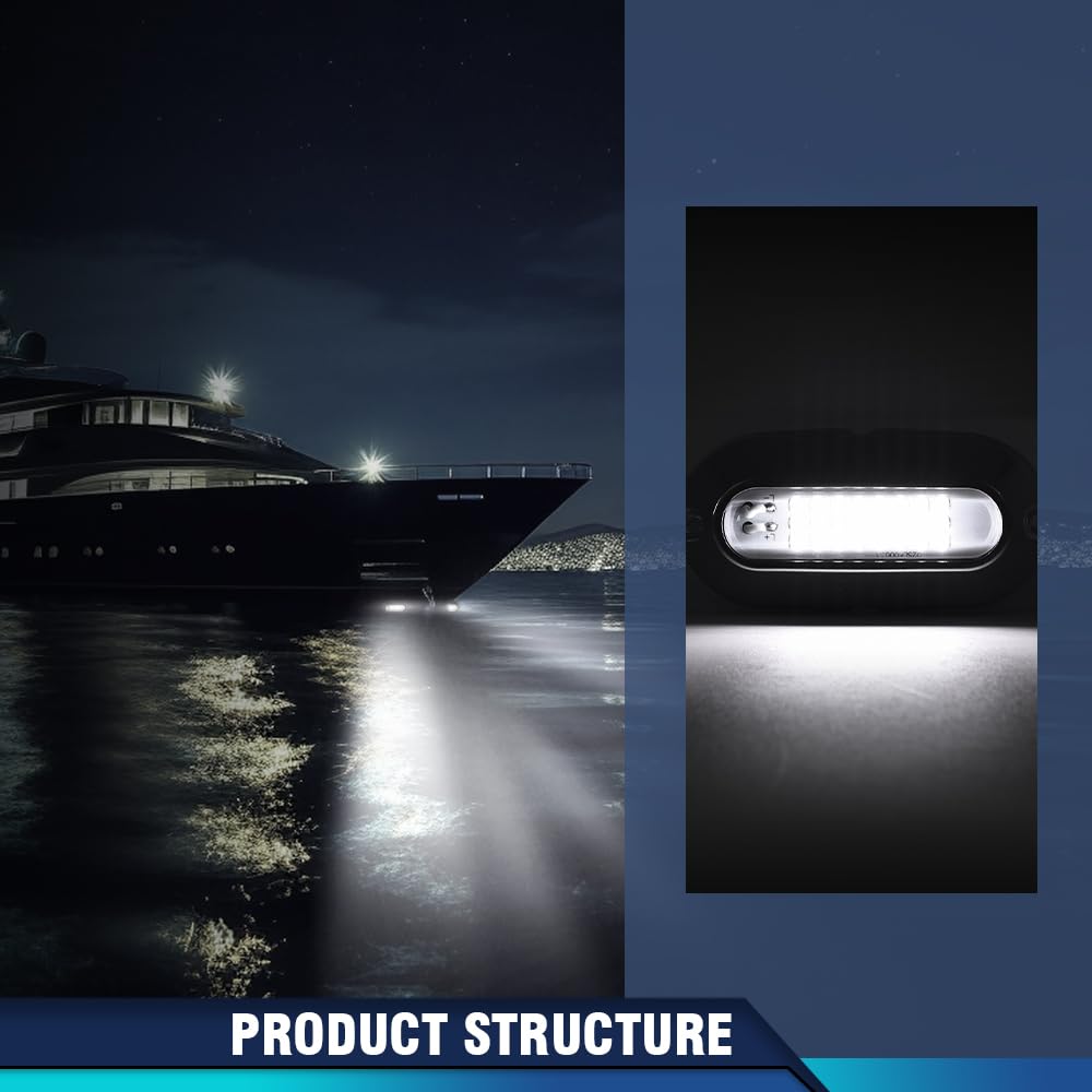 PIT66 LED Pontoon Boat Docking Light, 12V Marine Light, Bright White, 2 Pcs