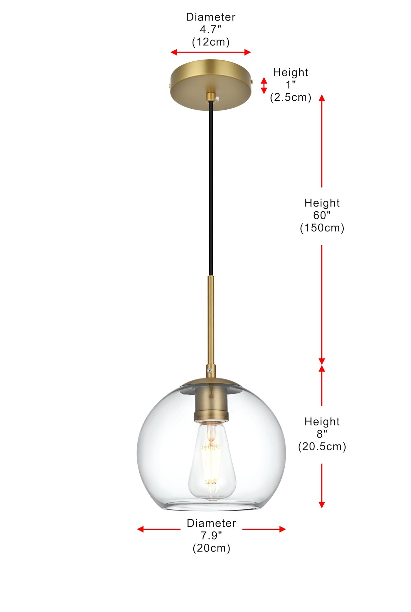 Living District Indoor Modern Home Decorative Bright Ceiling Baxter 1 Light Chrome Pendant with Clear Glass