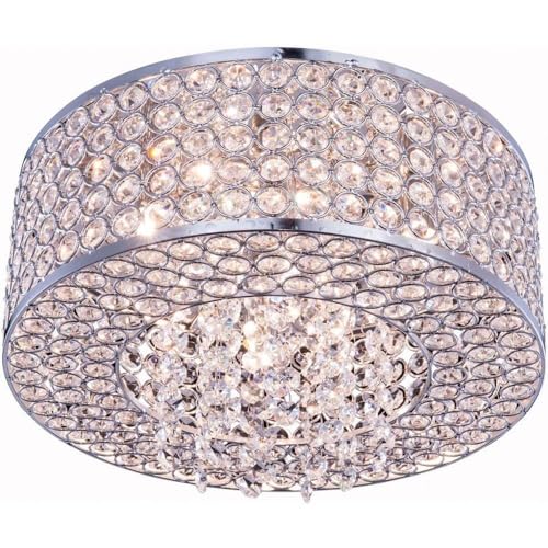 Elegant Furniture Amelie 4 Light Chrome Flush Mount Clear Royal Cut Crystal