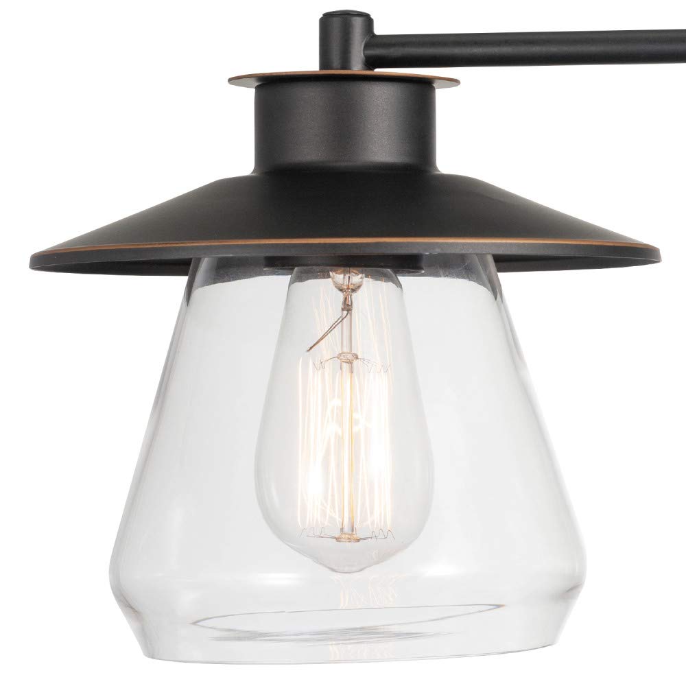GLOBE Nate 1-Light Wall Sconce, Oil Rubbed Bronze, Clear Glass Shade, Plug-in/Hardwire, Model 51543, 6ft Cord