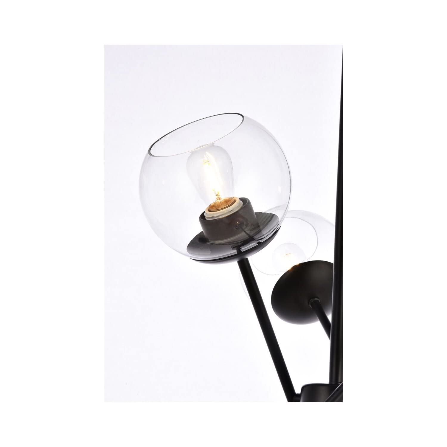 Living District Axl 6-Light Mid-Century Metal Pendant in Black and Clear