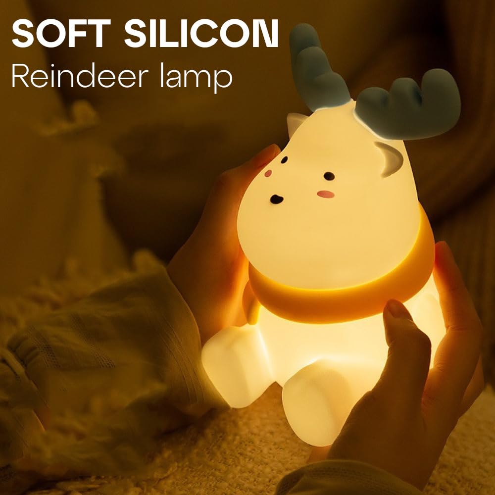 BOLT Reindeer Silicon Night Light - 0.5W Touch Control, LED Lamp with Dimmer, Ideal Rechargeable for Kids, Babies, and Adults, S