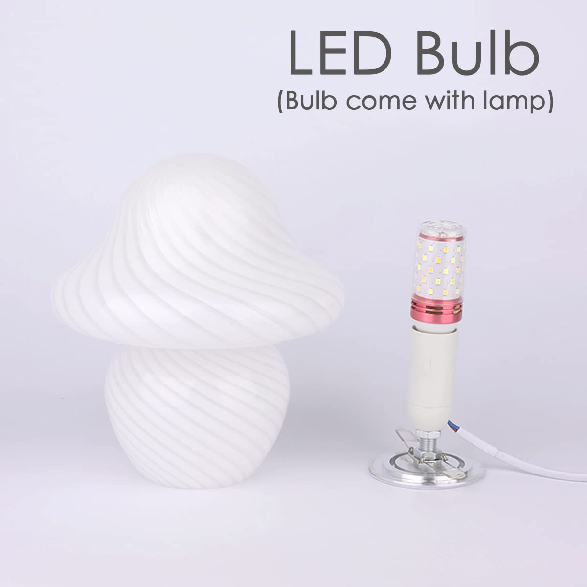 Heqet Mushroom Table Lamp White With Strip