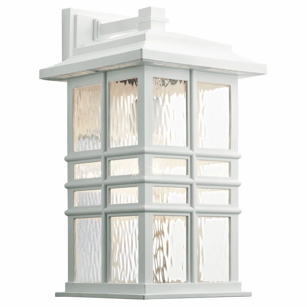 Kichler Beacon Square 17.5'' 1 Light Outdoor Wall Light with Clear Hammered Glass in White