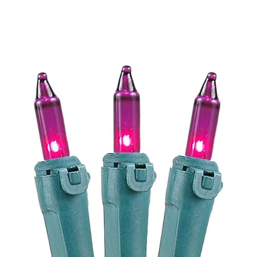 Novelty Lights 50 Light Purple Christmas Mini String Light Set, Green Wire, Indoor/Outdoor Ul Listed, 11' Long