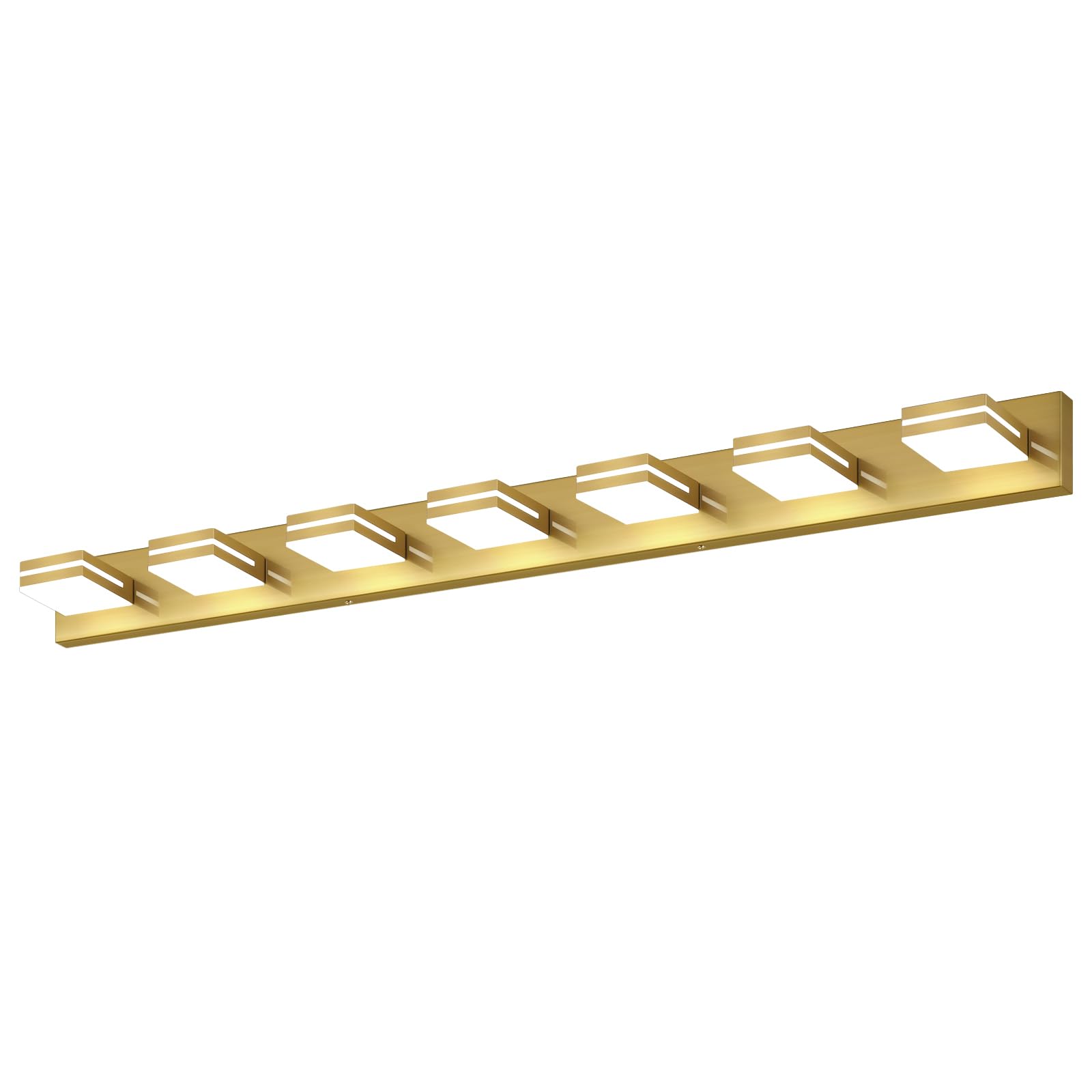 SineRise LED Bathroom Vanity Light Fixtures 7-Light 55-Inch Brass Dimmable Acrylic 6000K Over Mirror
