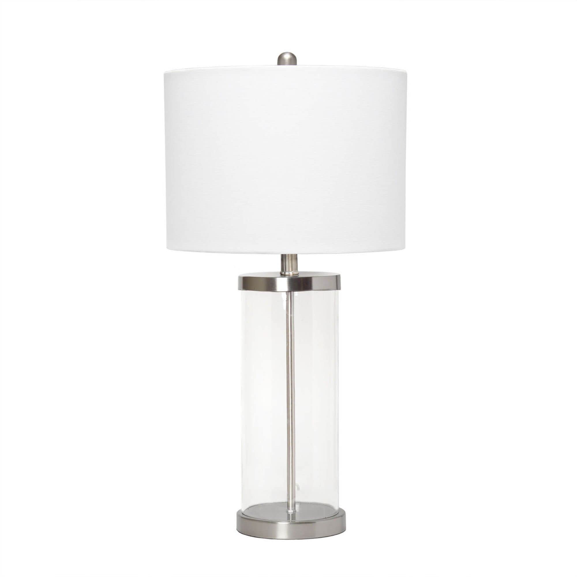 Lalia Home Contemporary Entrapped Glass Table Lamp With Fabric Shade - Brushed Nickel/White