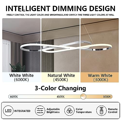 Modern Chandelier,Led Chandelier For Kitchen Island Lighting,Modern Led Pendant Light For Kitchen Island Chandelier Over Table,Dimmable Modern Chandeliers For Dining Room Light Fixture With Remote