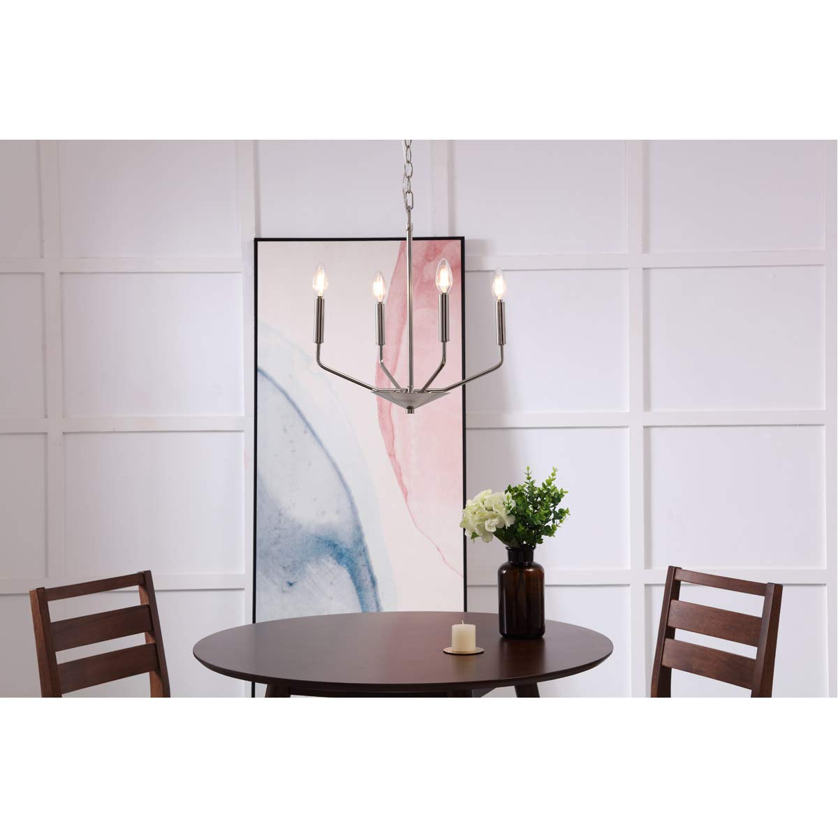 Living District Chrome 4-Light Pendant - Modern Metal Ceiling Fixture, 18&quot;W X 18&quot;H