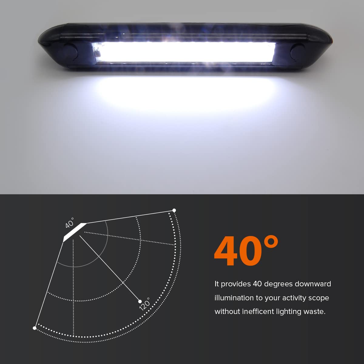 Dream Lighting RV Porch Light 12V LED Outdoor Awning Light 10in Black 7000K Cool White Pack of 2