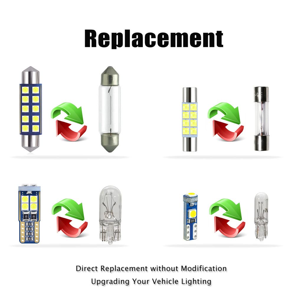 Ebaifun 16-Pc White Led Interior Light Kit Compatible With 2019 2020 2021 Dodge Ram 1500 2500 3500 Map Dome Vanity Mirror Stepwell License Plate Light Bulb Replacement Super Bright 6000K Package