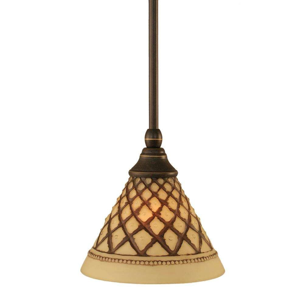 Toltec Lighting 23-Dg-7185 Stem Mini Pendant With Hang Straight Swivel With 7&quot; Chocolate Icing Glass, Dark Granite Finish