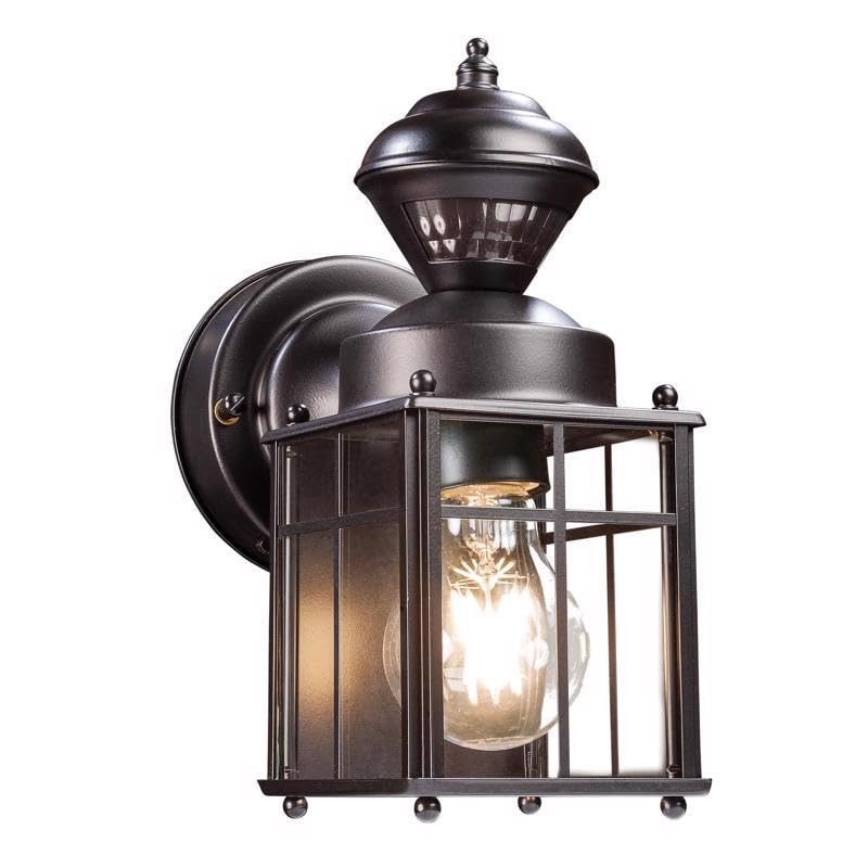 GLOBE-ELECTRIC Franklin Matte Black Motion-Sensing LED Wall Lantern