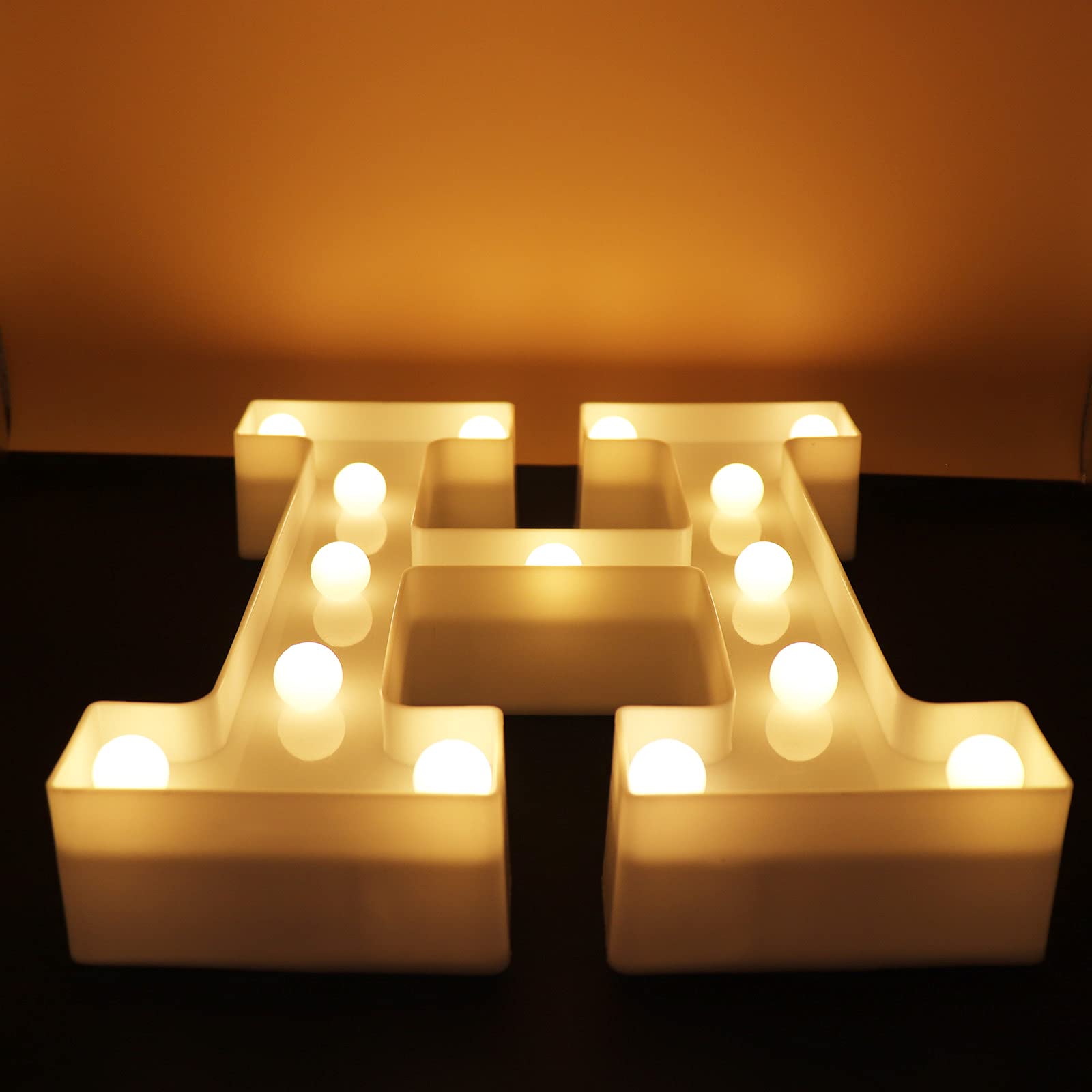Ausaye Led Letter Lights - Alphabet Night Light Sign, White Plastic For Home Party Wedding Decoration (H)
