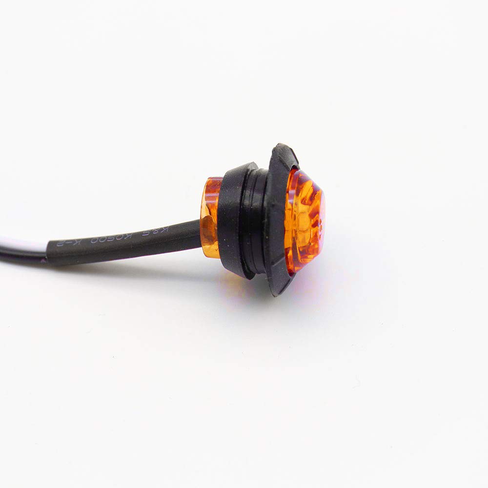 KEING Mini Amber 12V LED Round Clearance Lamp - Waterproof Side Marker Light for Trucks, Trailers, RVs, ATVs, and Buses