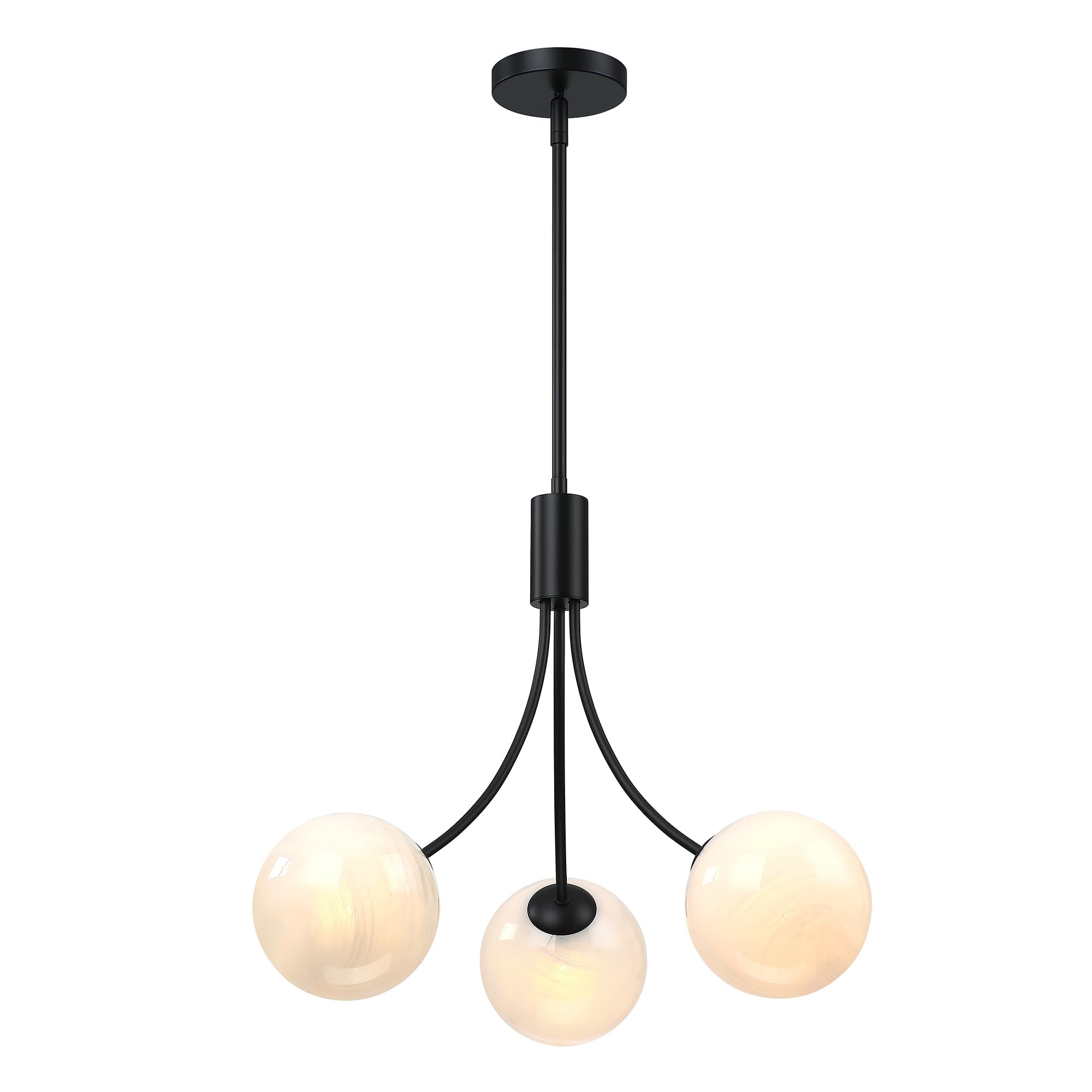 Triacas Bubble Chandelier, Modern Glass Black Sputnik Chandelier 3-Light Ceiling Light Fixture Shades Stylish Bright Lighting fo