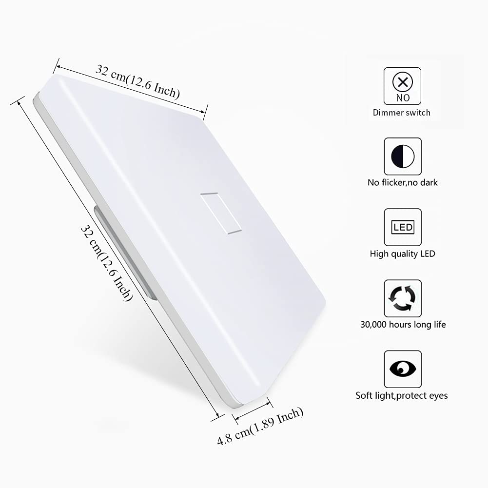 Airand Led Ceiling Light Flush Mount 24W 12.6In Square Daylight White, 2050Lm, Ip44, Plastic, Model Airand6000