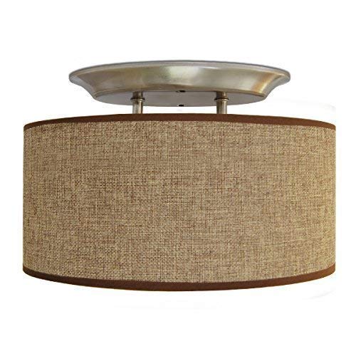 Dream Lighting Vintage Led 12V Dc Fabric Light Fixture - Brown Burlap Oval Ceiling Shade, No Switch