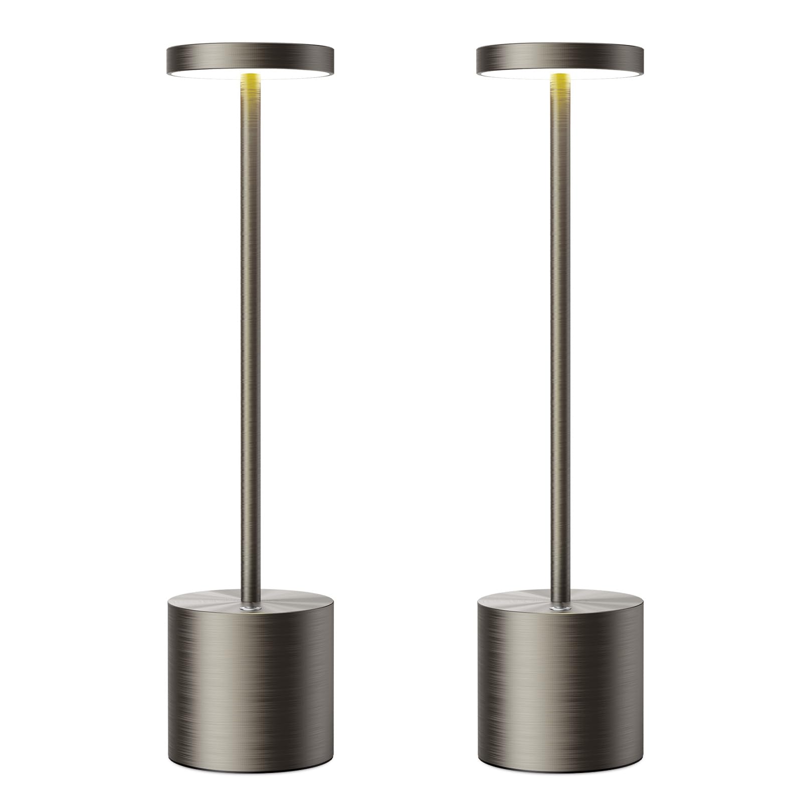 SAKRINGT Cordless Table Lamps LED, 6000mAh Rechargeable, 2 Pack Chromium, Aluminum, Model S801