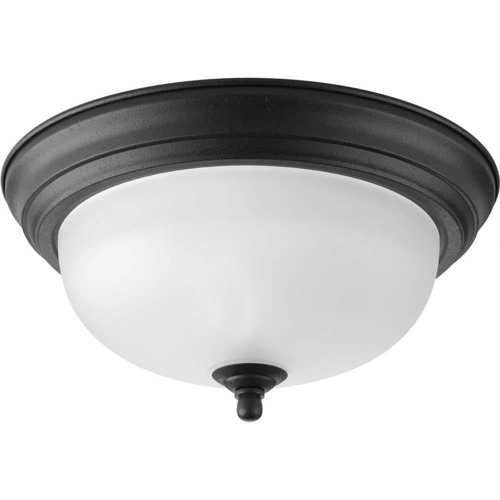 Progress Lighting P3924-80 1-Light Flush Mount With Etched Glass Bowl, Black