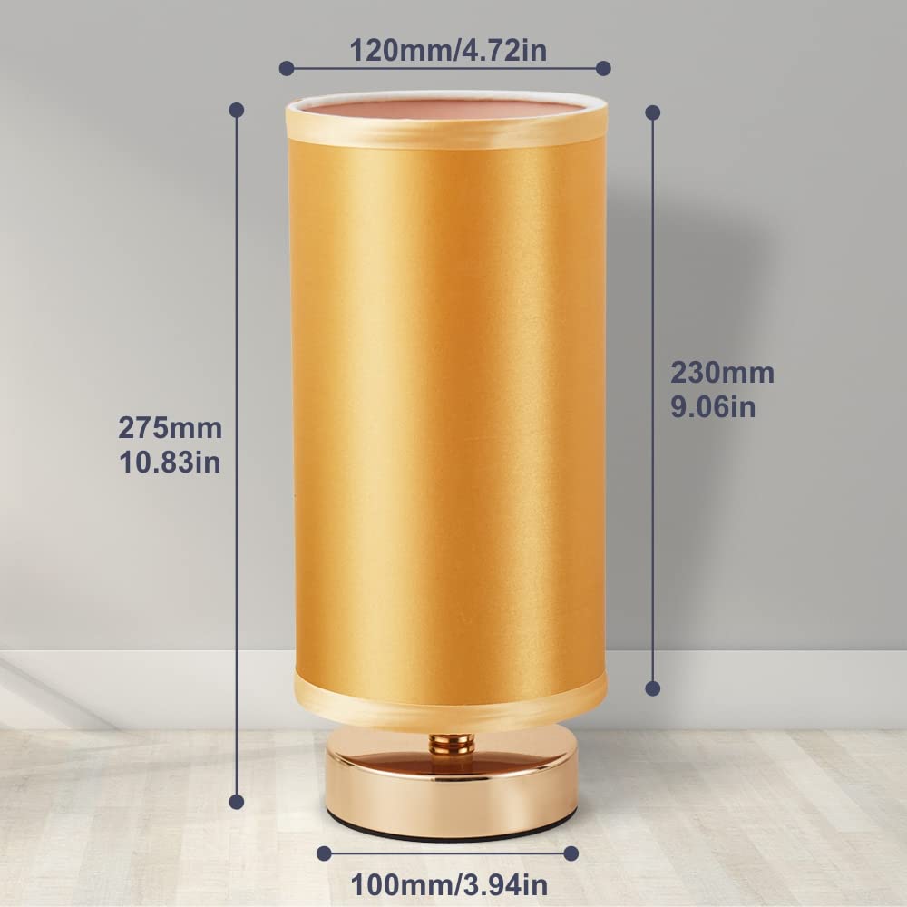 Lifeholder Table Lamp, Bedside Nightstand Lamp, Simple Desk Lamp, Cylinder Table Lamp For Bedroom Living Room Office Study, Gold