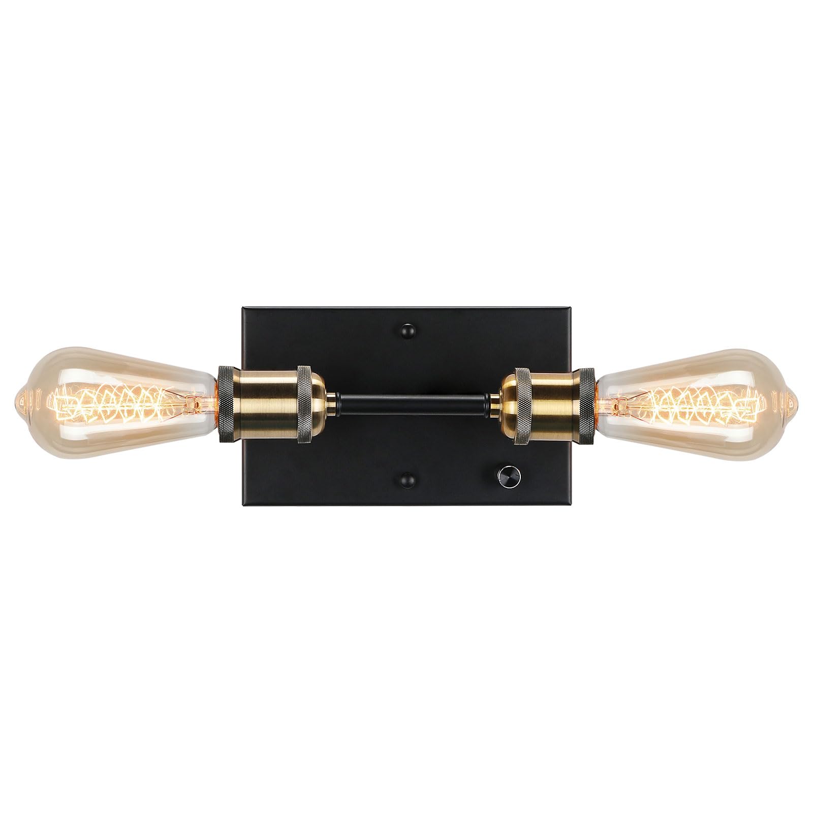 Lightess 2-Light Bathroom Light Fixture, Dimmable Wall Sconce, Copper, Metal, Black-Glass, Model LG9944217, Bulbs Not Included