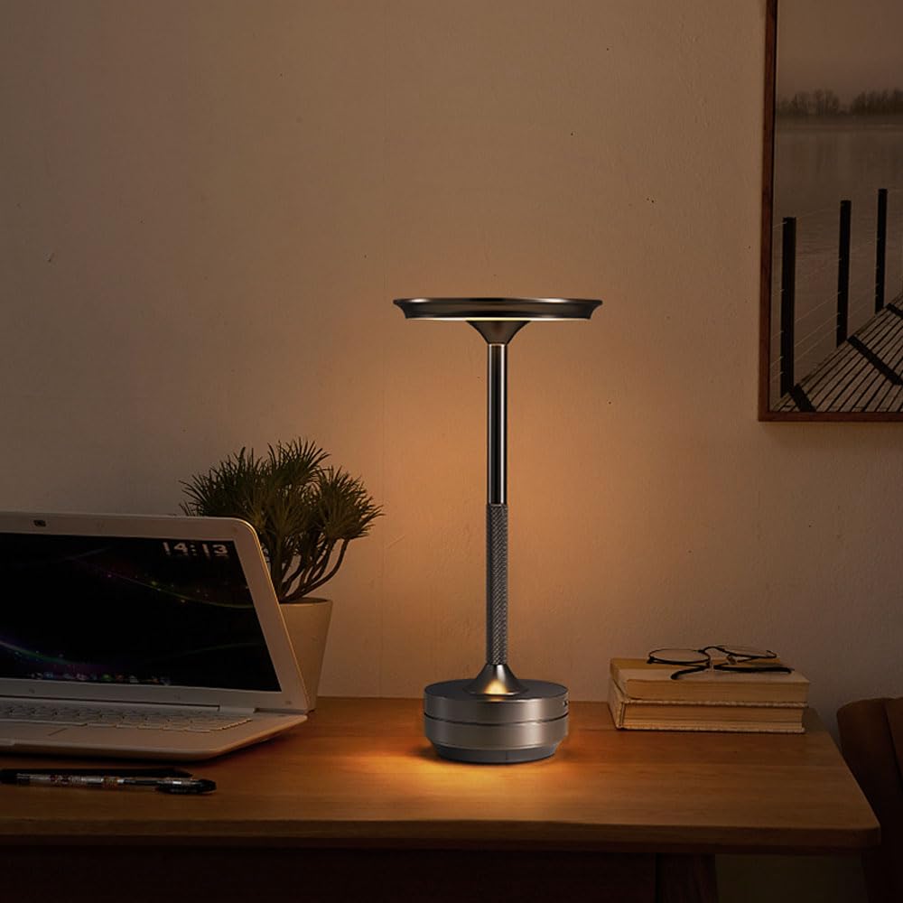 Rechargeable Cordless Table Lamps, Portable 5000Mah Outdoor Table Light, 3 Color Stepless Dimming Led Bedsidetable Lamp With Mem