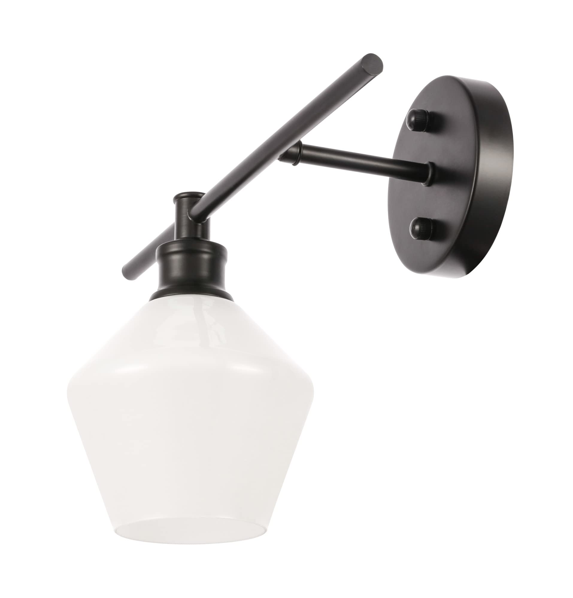Living District Black Iron Wall Sconce With Frosted White Glass - 1 Light Fixture