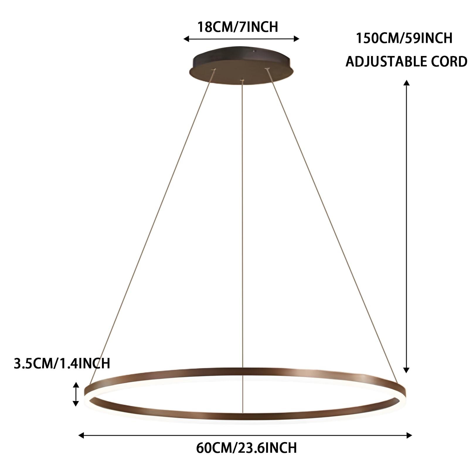 Lightinthebox 23.6&quot; Dimmable Led Ring Chandelier - Modern Minimalist Pendant Light For Living Room