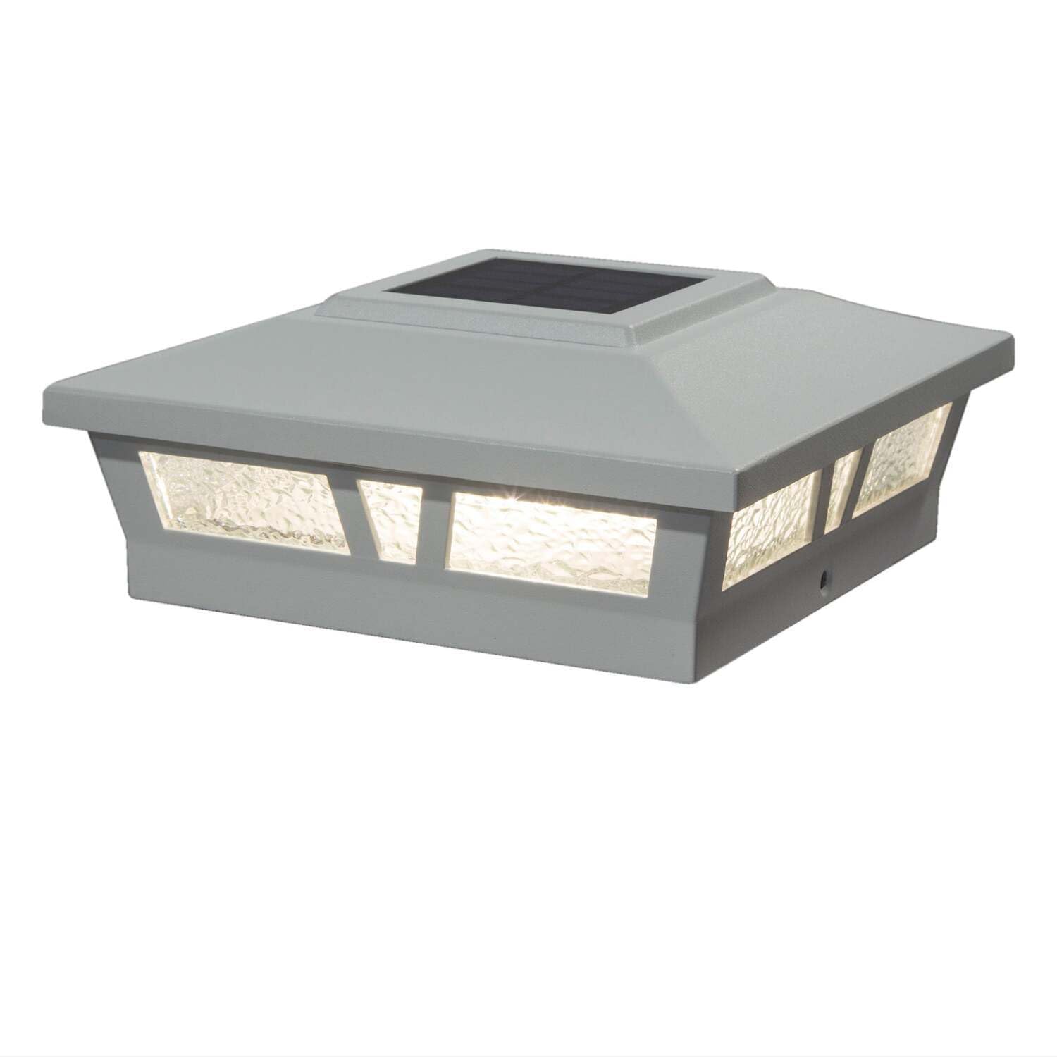 Classy Caps Solar Post Cap Light - Fits 5inx5in, 5.5inx5.5in, 6inx6in Posts, Aluminum, White, Model SLX772W, Warm