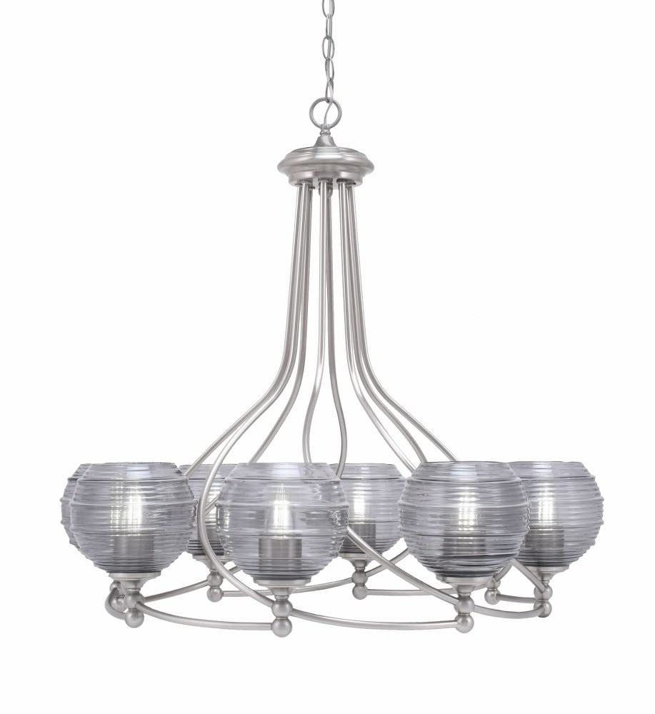 Toltec Lighting 908-Bn-5112 Capri - 8 Light Uplight Chandelier-30.5 Inches Tall And 32.5 Inches Wide, Finish Color: Brushed Nickel, Glass Color: Smoke Ribbed