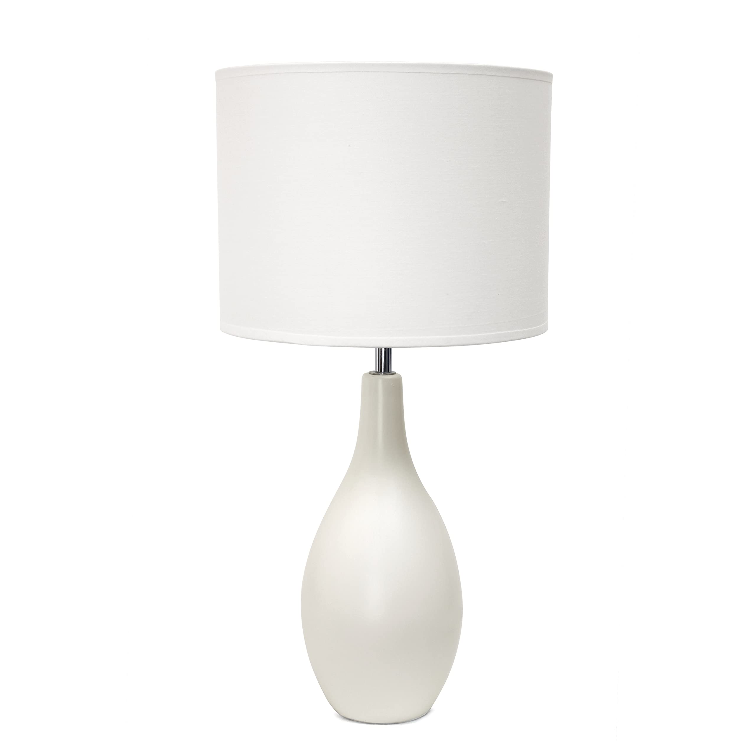 Simple Designs Lt2002-Off Oval Bowling Pin Base Ceramic Table Lamp, Off White
