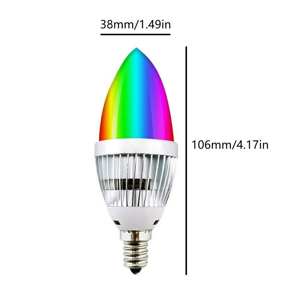 Lxcom Lighting RGBW E12 Candelabra Light Bulb, Color Changing, 4 Pack, Aluminum, Decorative Candle Lamp