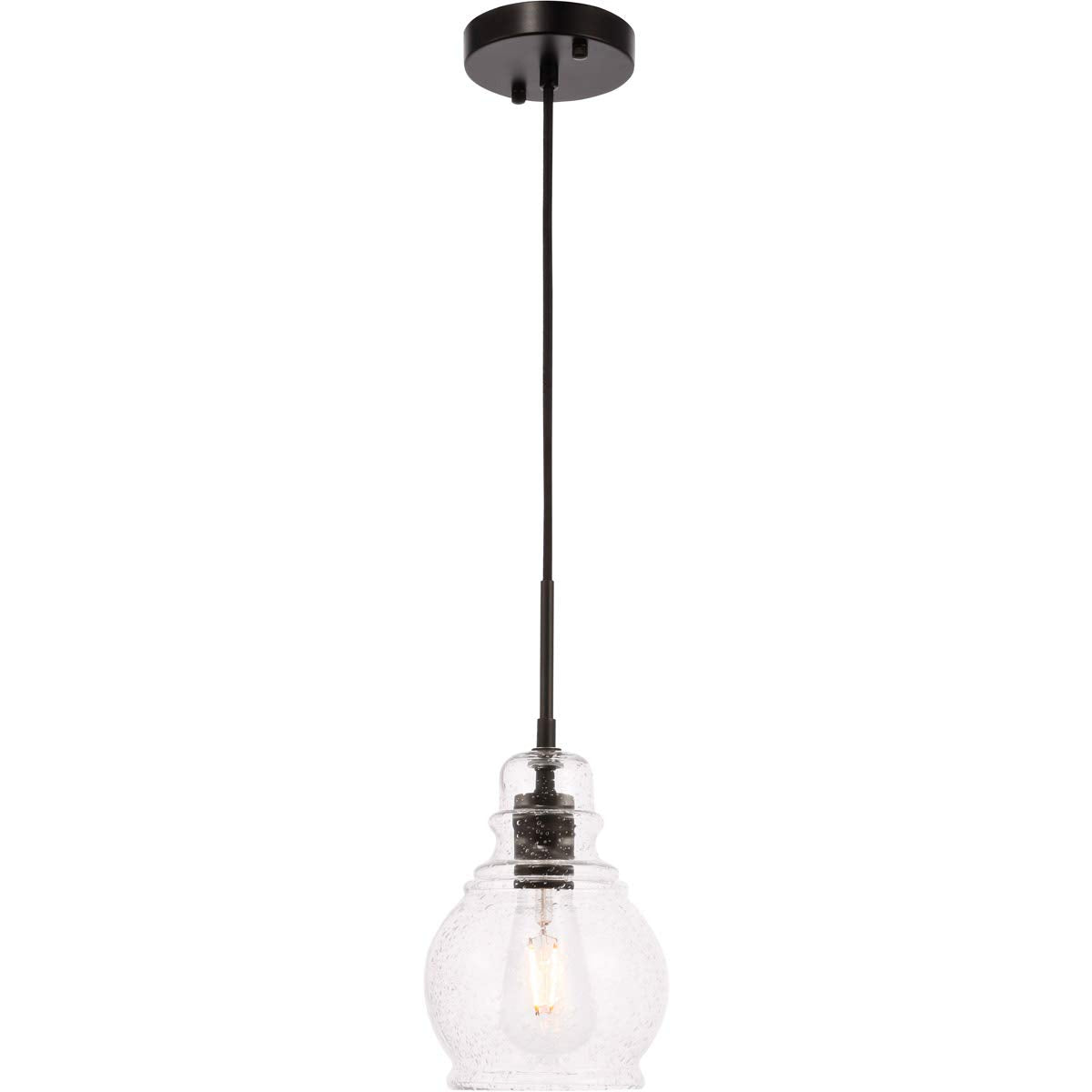 Living District Pierce 1-Light Mid-Century Metal Pendant In Black And Clear
