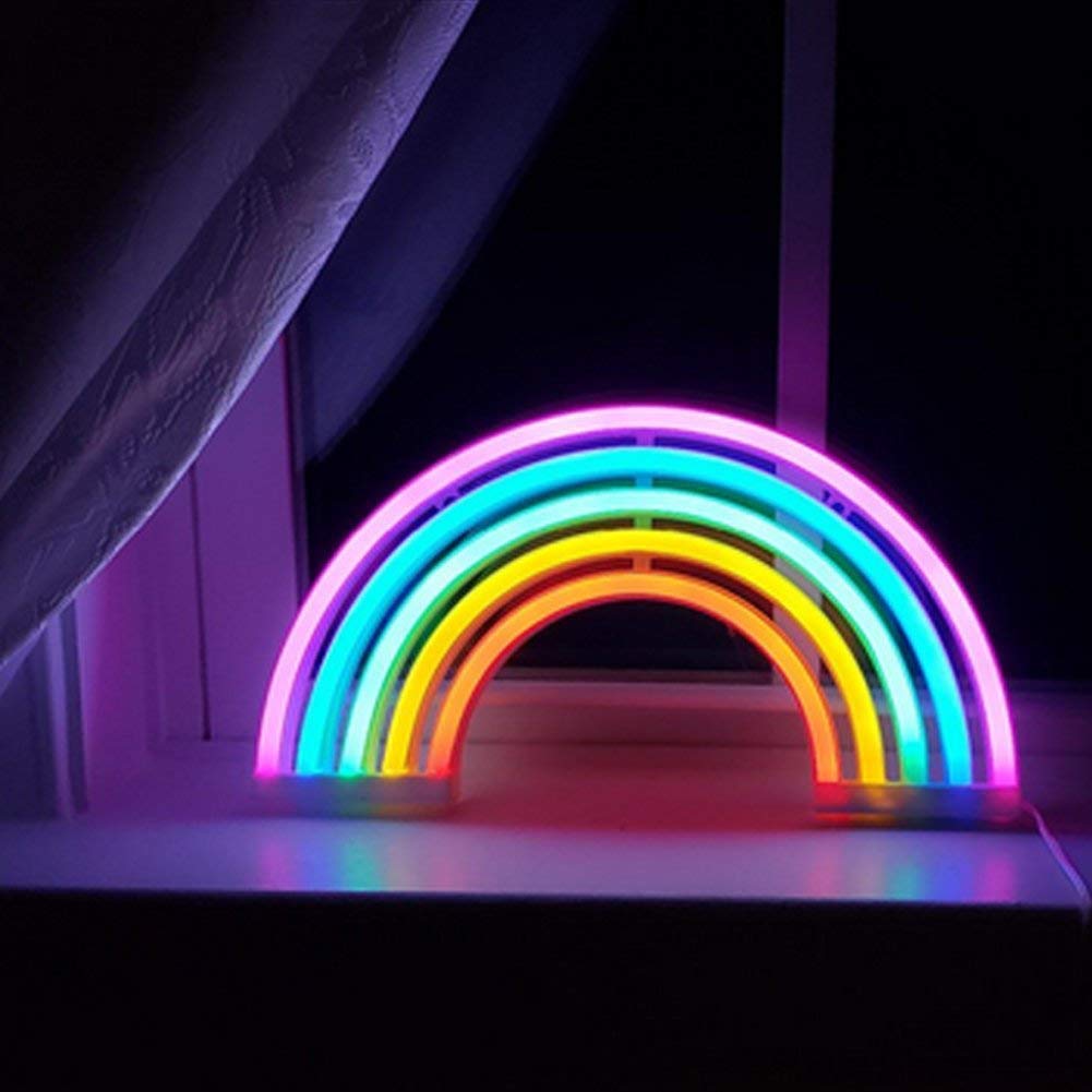 QiaoFei Rainbow Neon Night Light for Kids, LED Wall Decor, Battery/USB Operated, Rainbow Color, Size: Rainbow5